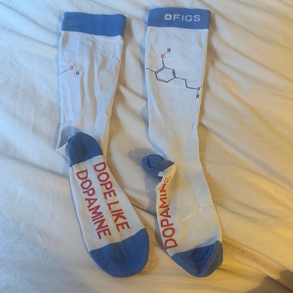 Figs Dopamine compression Socks in White and Blue